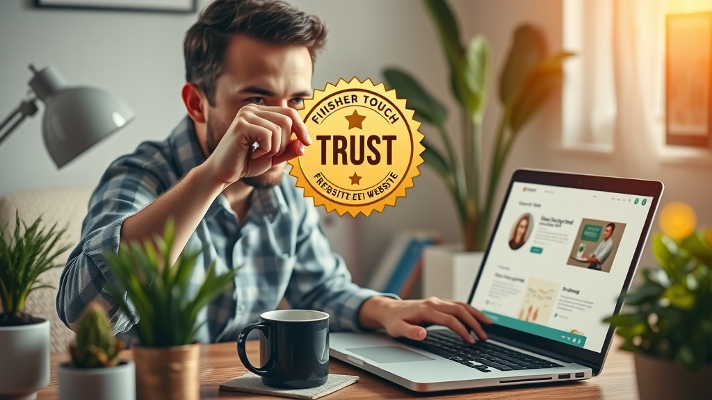webmaster adding a trust badge to a reputable site for SEO improvement
